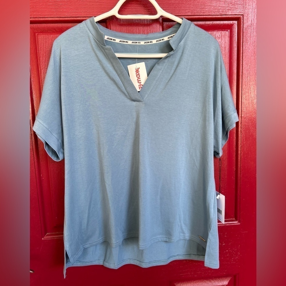 Jason Wu XL Cotton/modal powder blue soft neck tee shirt
